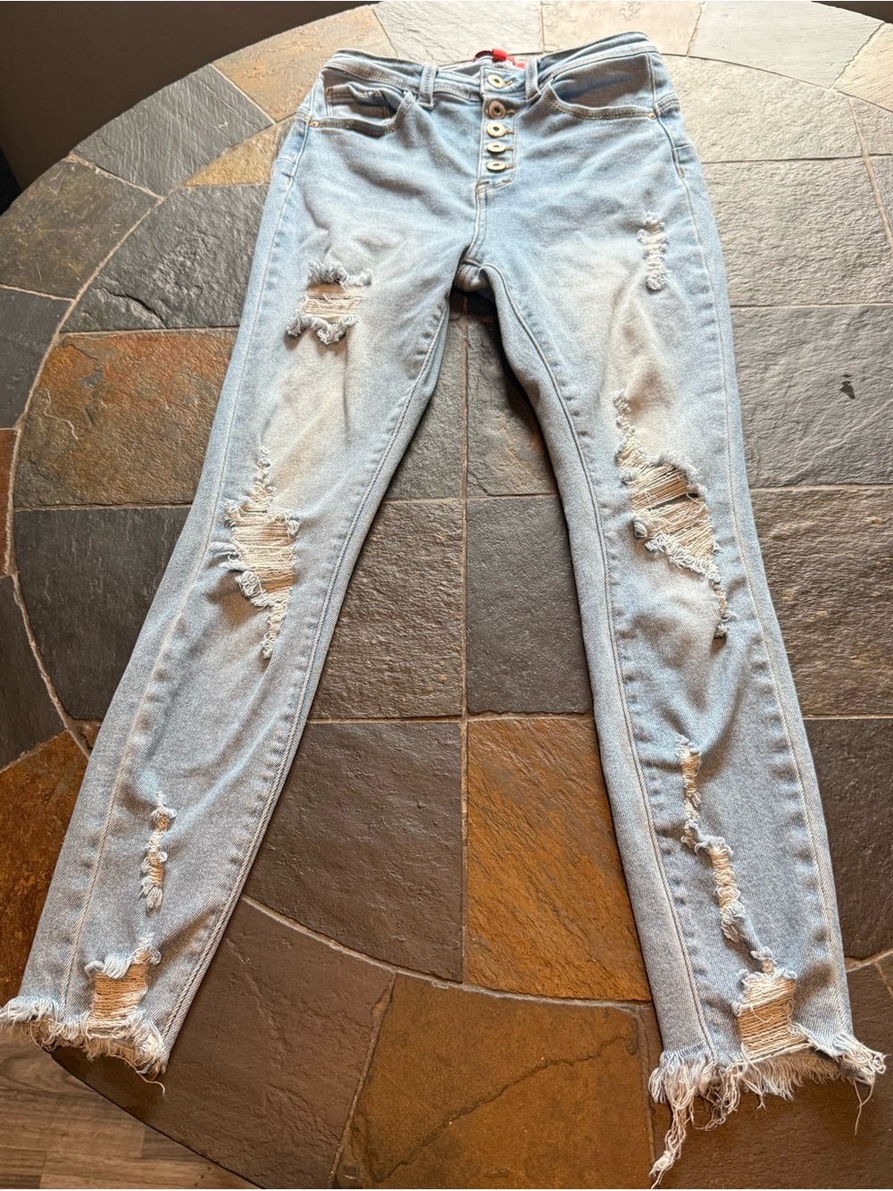 Wax Jean Light Blue Distressed Skinny Jeans
